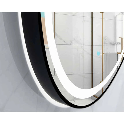 Senta Oval Black Framed Metal LED Mirror 3