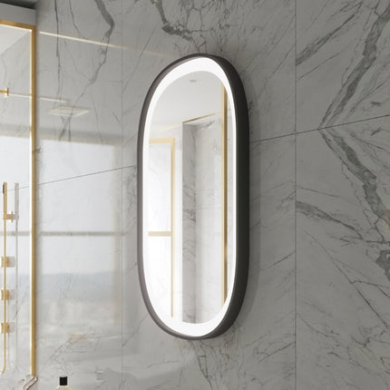 Senta Oval Black Framed Metal LED Mirror 6