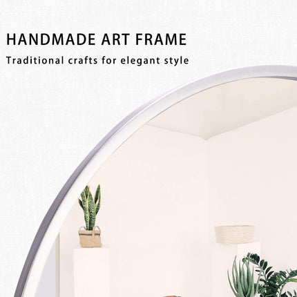 Silver Wood Round Wall Mirror 4