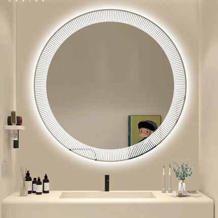Stripe Round LED Bathroom Mirror (3 Led Lights)