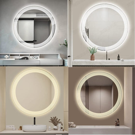 Stripe Round LED Bathroom Mirror (3 Led Lights)