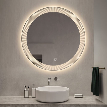 Stripe Round LED Bathroom Mirror (3 Led Lights)