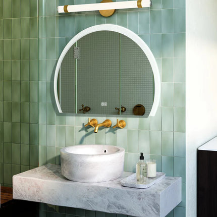 Uranus Half Capsule Shaped Edge Frosted Led Mirror with 3 lights