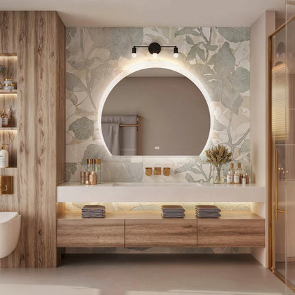 Uranus Half Capsule Shaped Edge Frosted Led Mirror with 3 lights