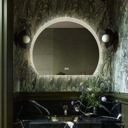 Uranus Half Capsule Shaped Edge Frosted Led Mirror with 3 lights