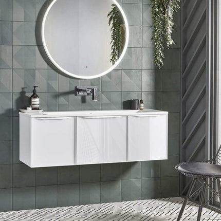 White Wood Round Wall Mirror