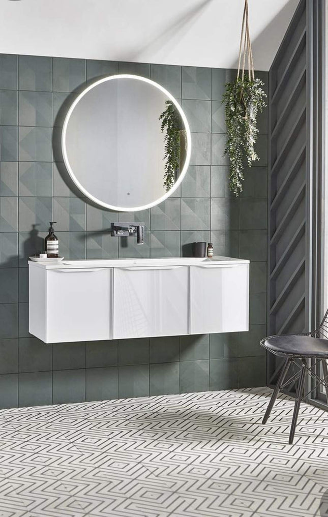 White Wood Round Wall Mirror