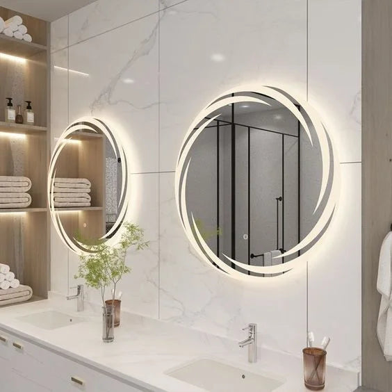 Whirlwind Round LED Bathroom Mirror (3 Led Lights)