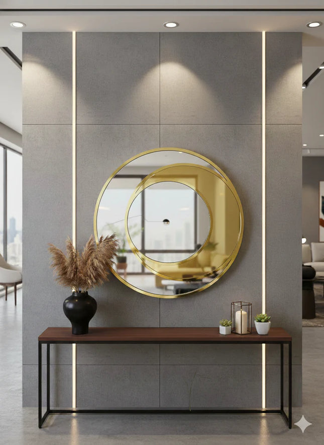 Sabine Gold Stainless Steel Round Moder Mirror